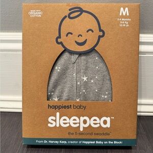 NWT Happiest Baby Snoo Sleepier Swaddle Size Medium 2-4M 12-18lbs - Gray Stars
